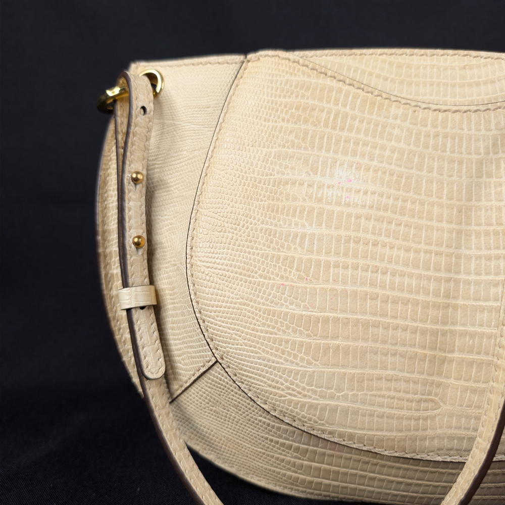 Ulla Johnson Mira Crossbody Bag Cream Lizard Embossed Goatskin Leather Tan Small - Picture 6 of 12
